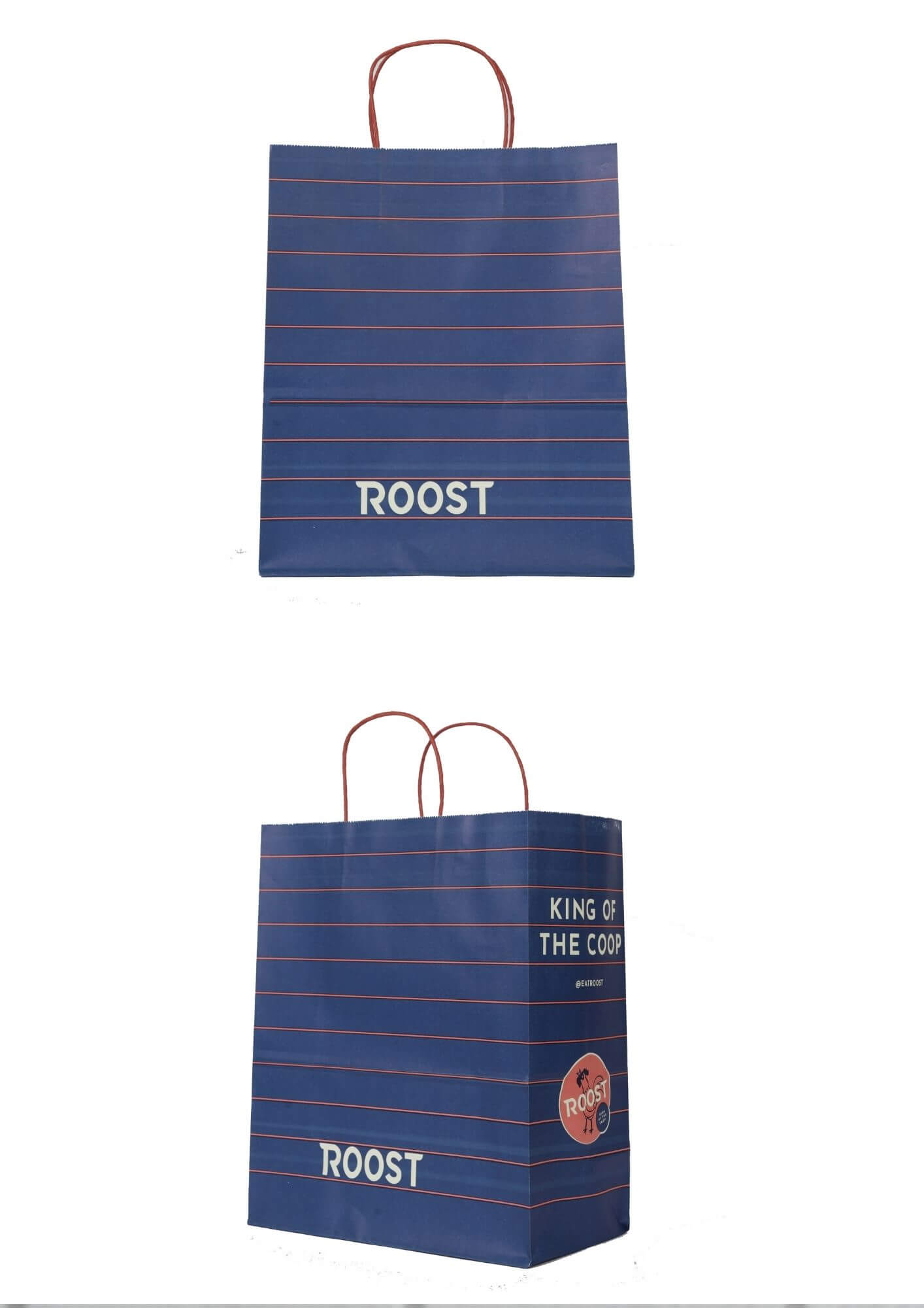 A bleach kraft paper bag printed by max packaging for roost